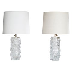 Reijmyre Glasbruk, Table Lamps, Metal, Glass, Sweden, 1950s