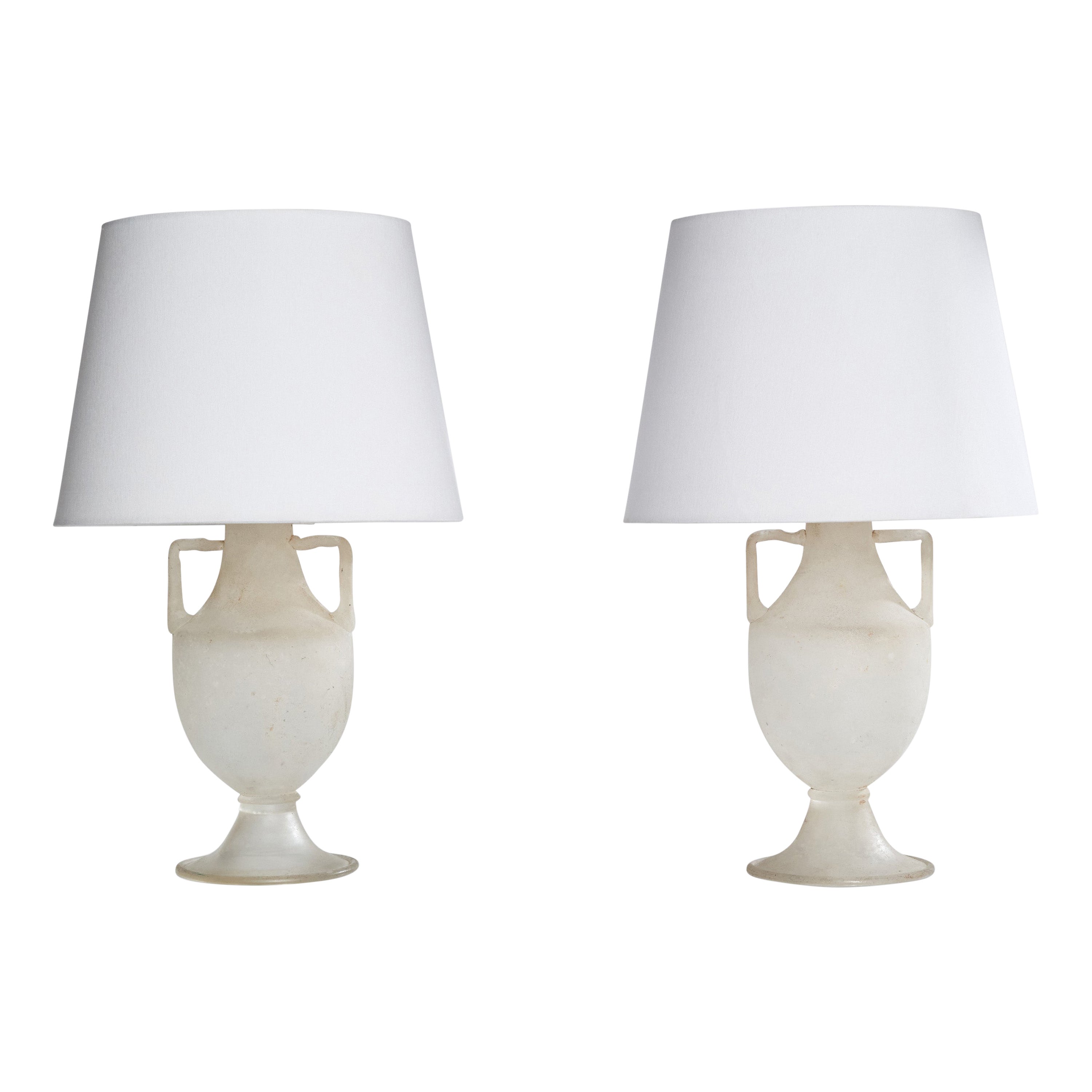 Designer italiano, lampade da tavolo, vetro, ottone, Italia, anni '40