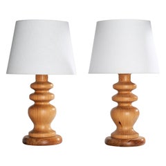 Créateur suédois, lampes de table, pin, Suède, années 1970