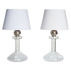 Laurel Lamp Co., Table Lamps, Chrome Metal, Glass, USA, 1970s
