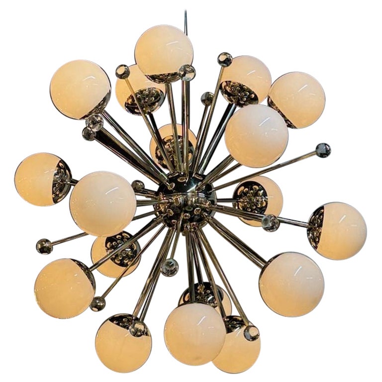 Modern Murano Glass and Brass Sputnik Chandelier