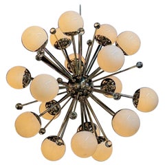 Modern Murano Glass and Brass Sputnik Chandelier