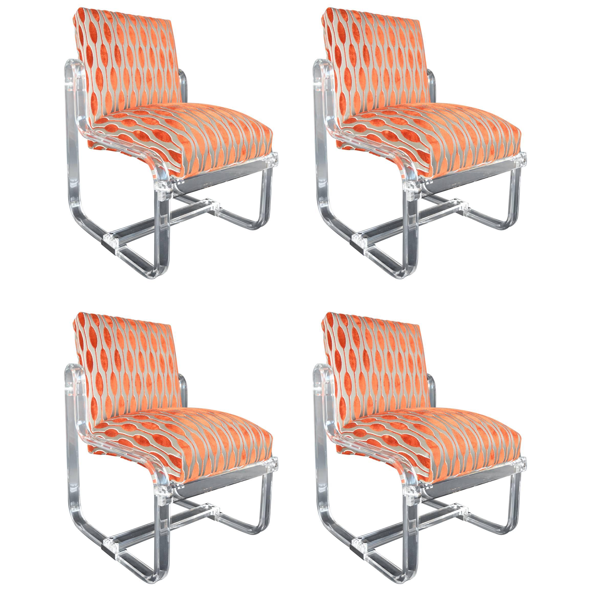 Set of Four Acrylic Chairs For Sale at 1stDibs