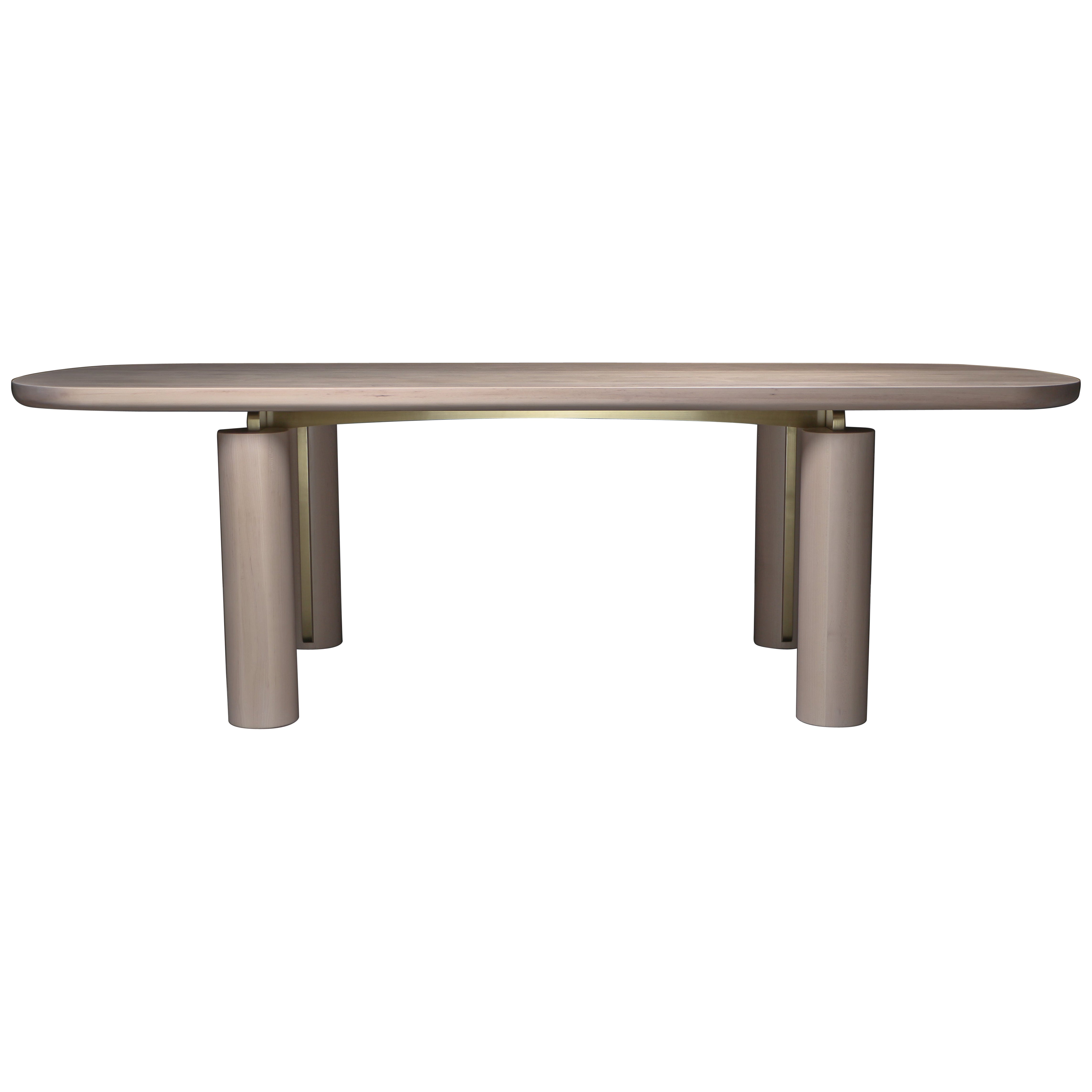 CHAMPLAIN Dining Table by AMBROZIA, Natural Maple & Satin Brass (8ft)