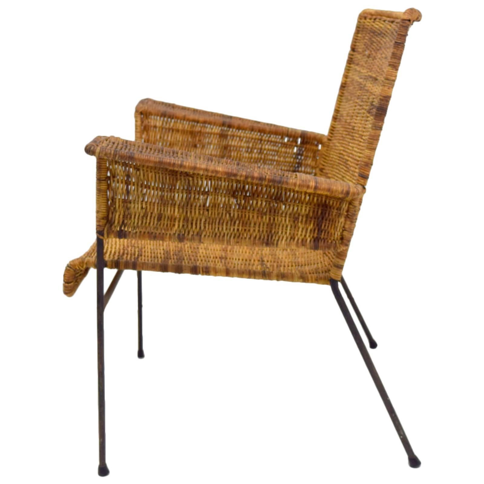 Van Keppel-Green Iron and Wicker Lounge Chair