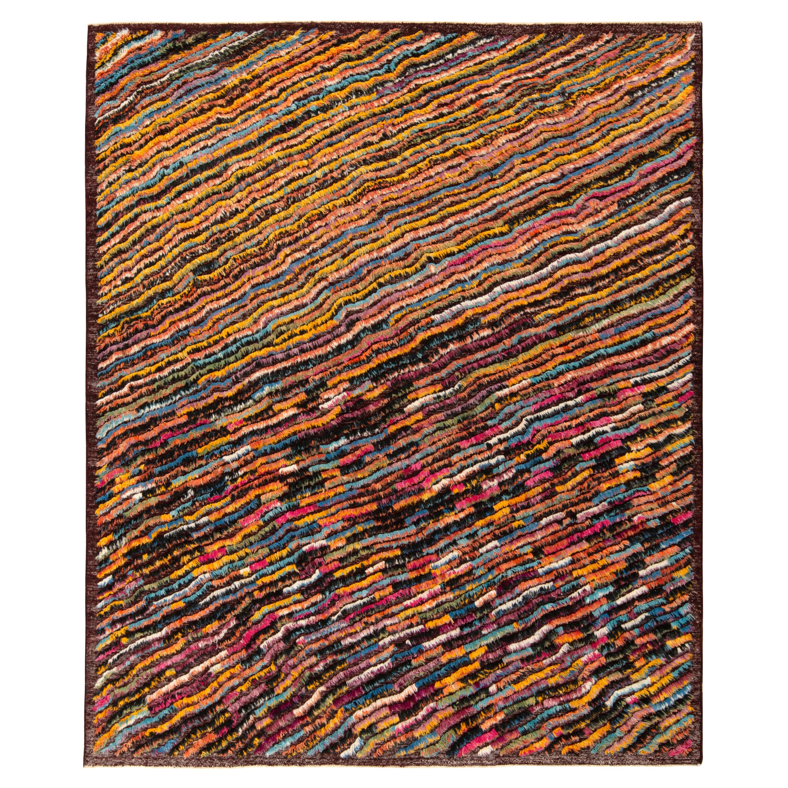 Alfombra moderna Rug & Kilim de rayas onduladas policromáticas
