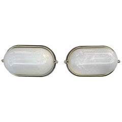 Pair Of Italian Modern Brass And Murano Glass Sconces