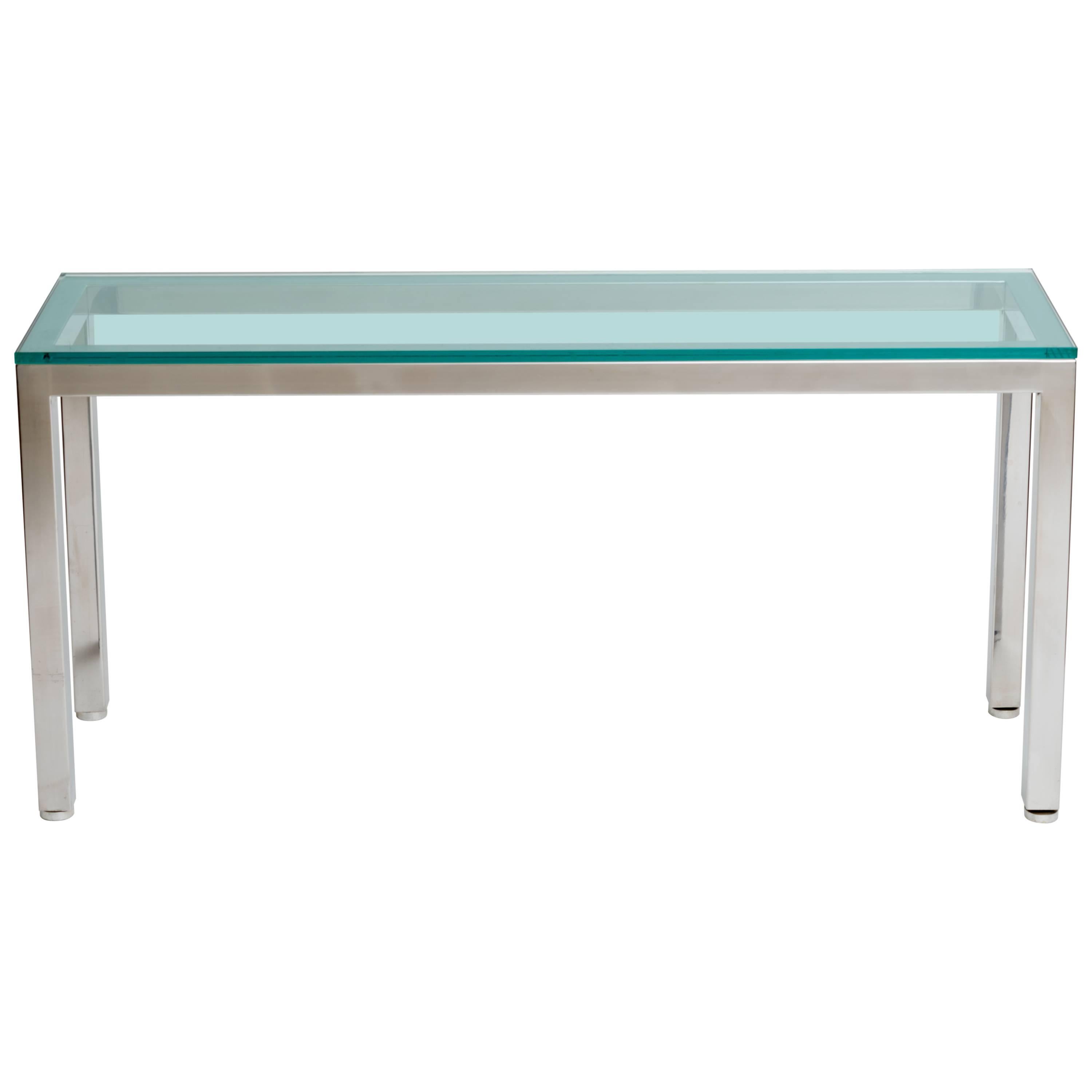 Nickeled Steel and Glass Console