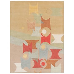 Rug & Kilim's Mid-Century Modern Style Rug in Beige-Brown Geometric Pattern (tapis de style moderne du milieu du siècle à motifs géométriques beige et marron)