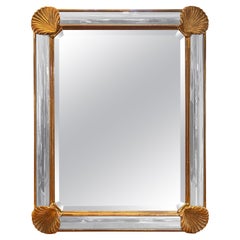 Italian Giltwood Beveled Mirror With Shells