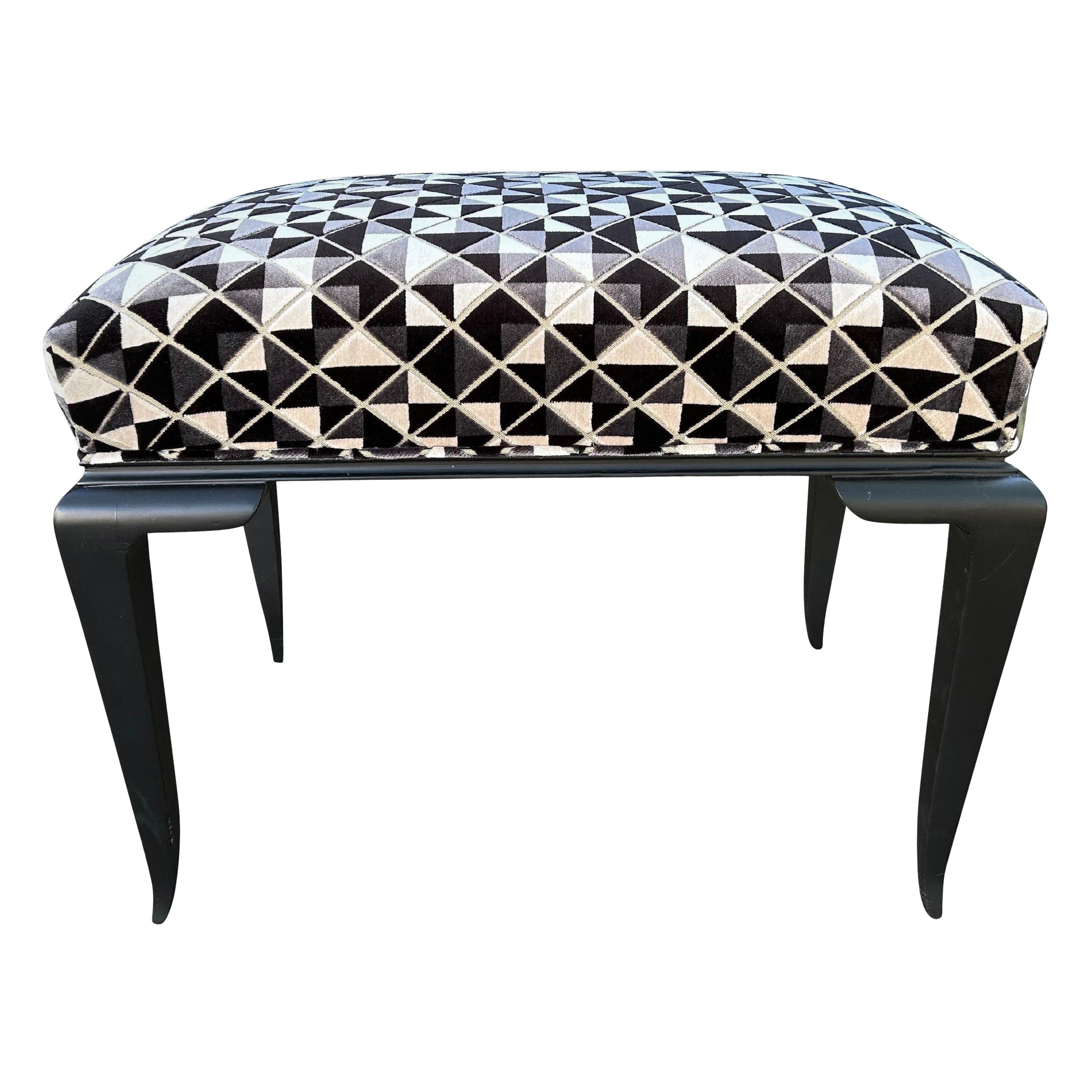 French Art Deco Ebonized Bench By Jules Leleu