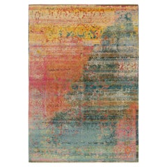 Alfombra abstracta contemporánea de Rug & Kilim en rosa y azul de colores