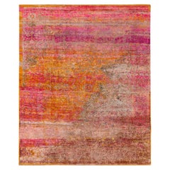 Rug & Kilim's Handknotted Modern Abstract Rug in Pink, Gold and Brown
