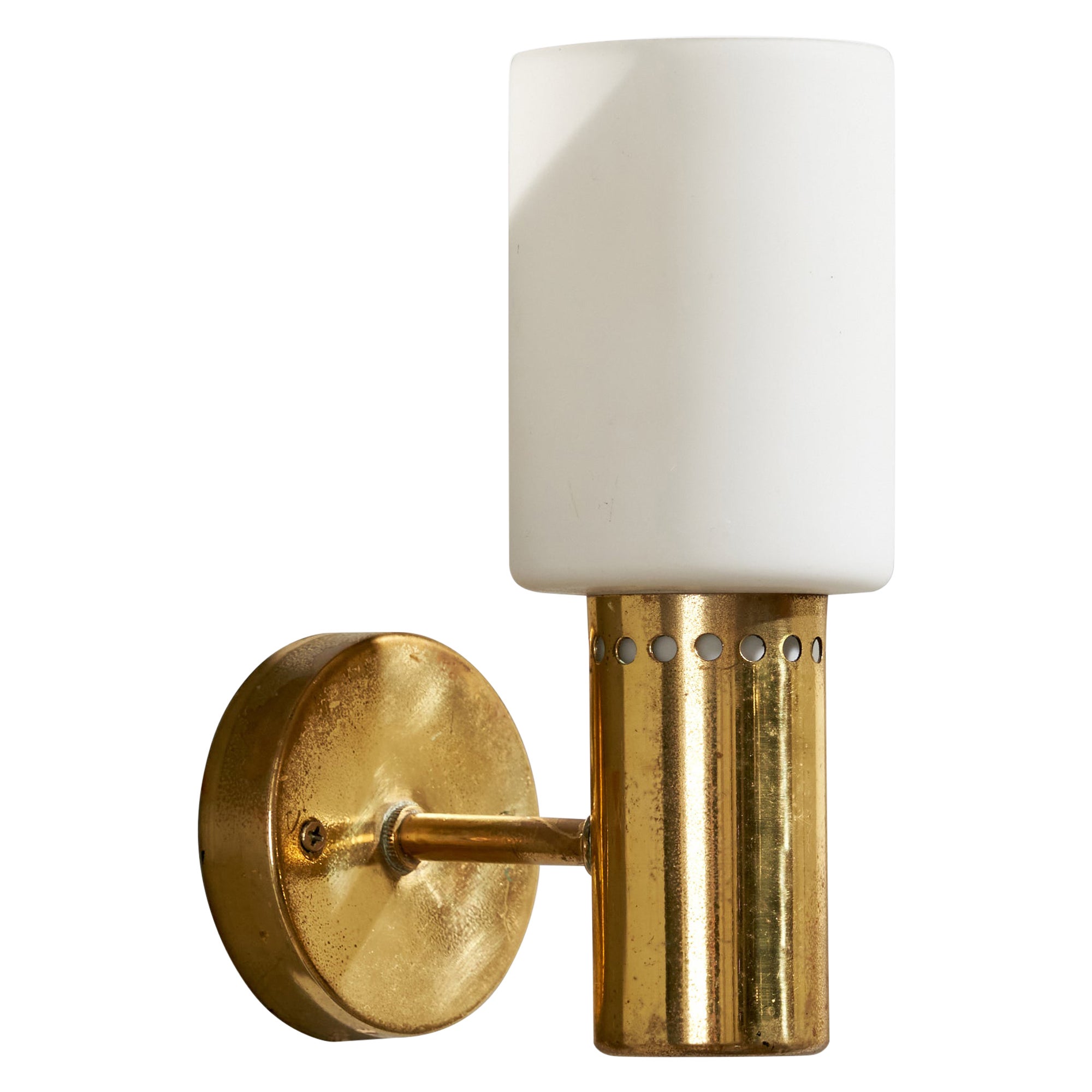 Hans-Agne Jakobsson, Wall Light, Brass, Glass, Sweden, 1960s