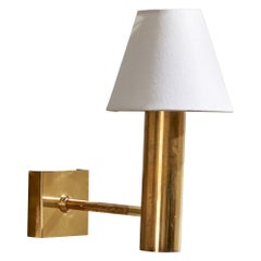 Designer norvegese, lampada da parete, ottone, tessuto, Svezia, anni '60