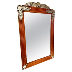 Grand miroir Art Déco français en bois fruitier