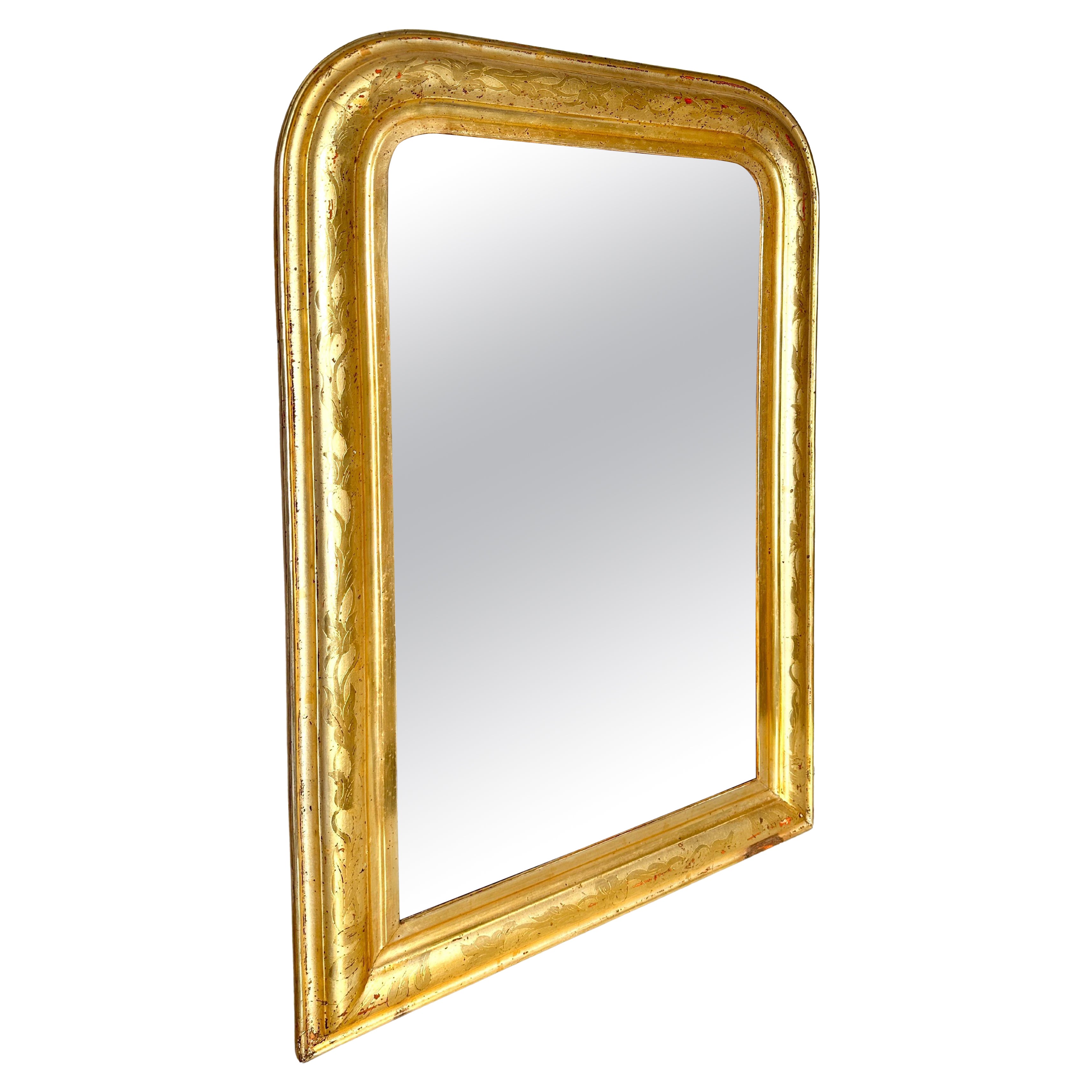 C19th Louis Philippe Gilt Archtop Mirror For Sale