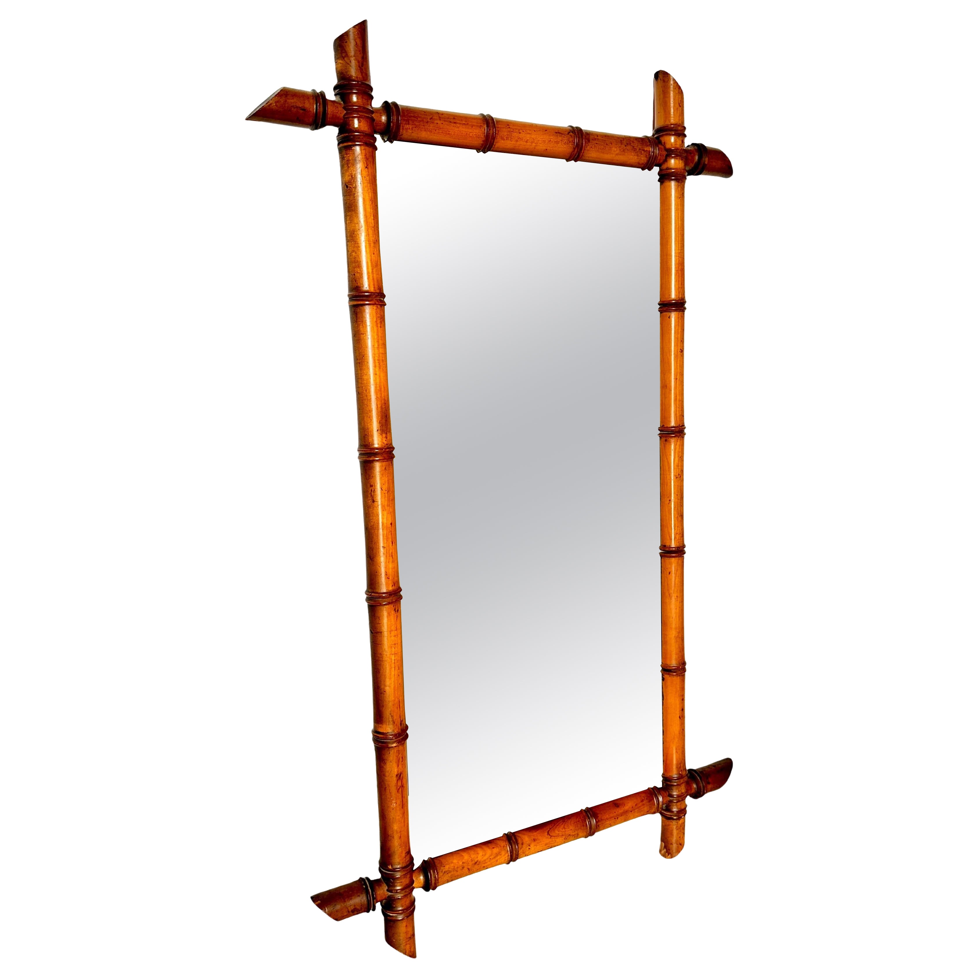 Early C20th Faux Bamboo Mirror For Sale