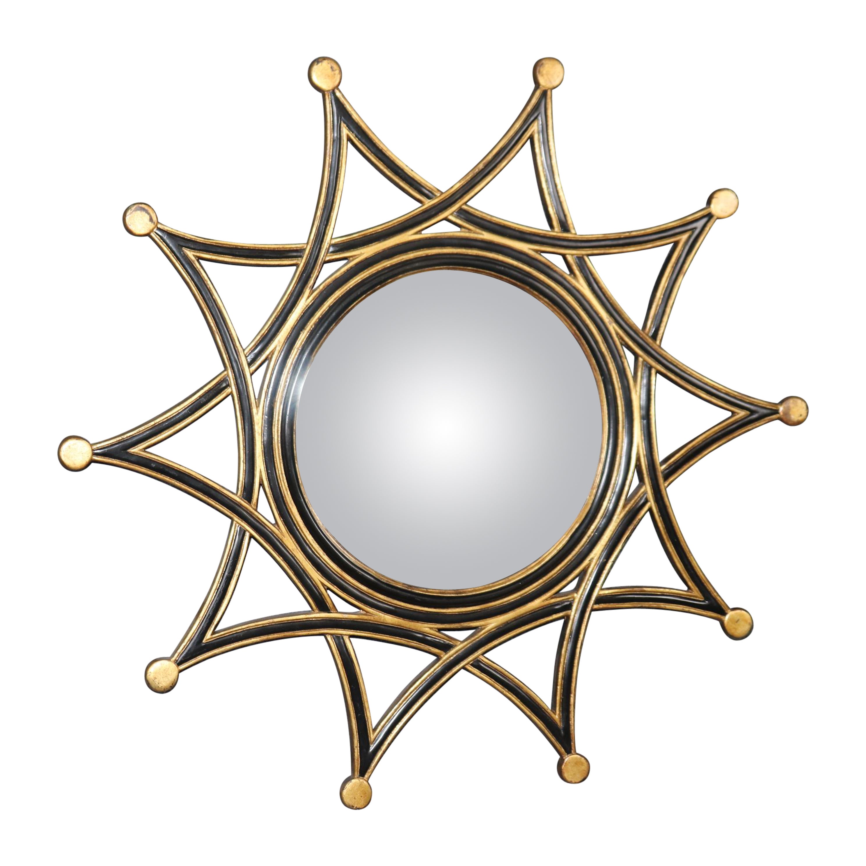 Espejo de Pared Ebonizado y Dorado Estilo Regencia Ráfaga de Sol en venta