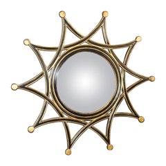 Regency Style Ebonized and Gilt Wall Hanging Sun Burst Mirror
