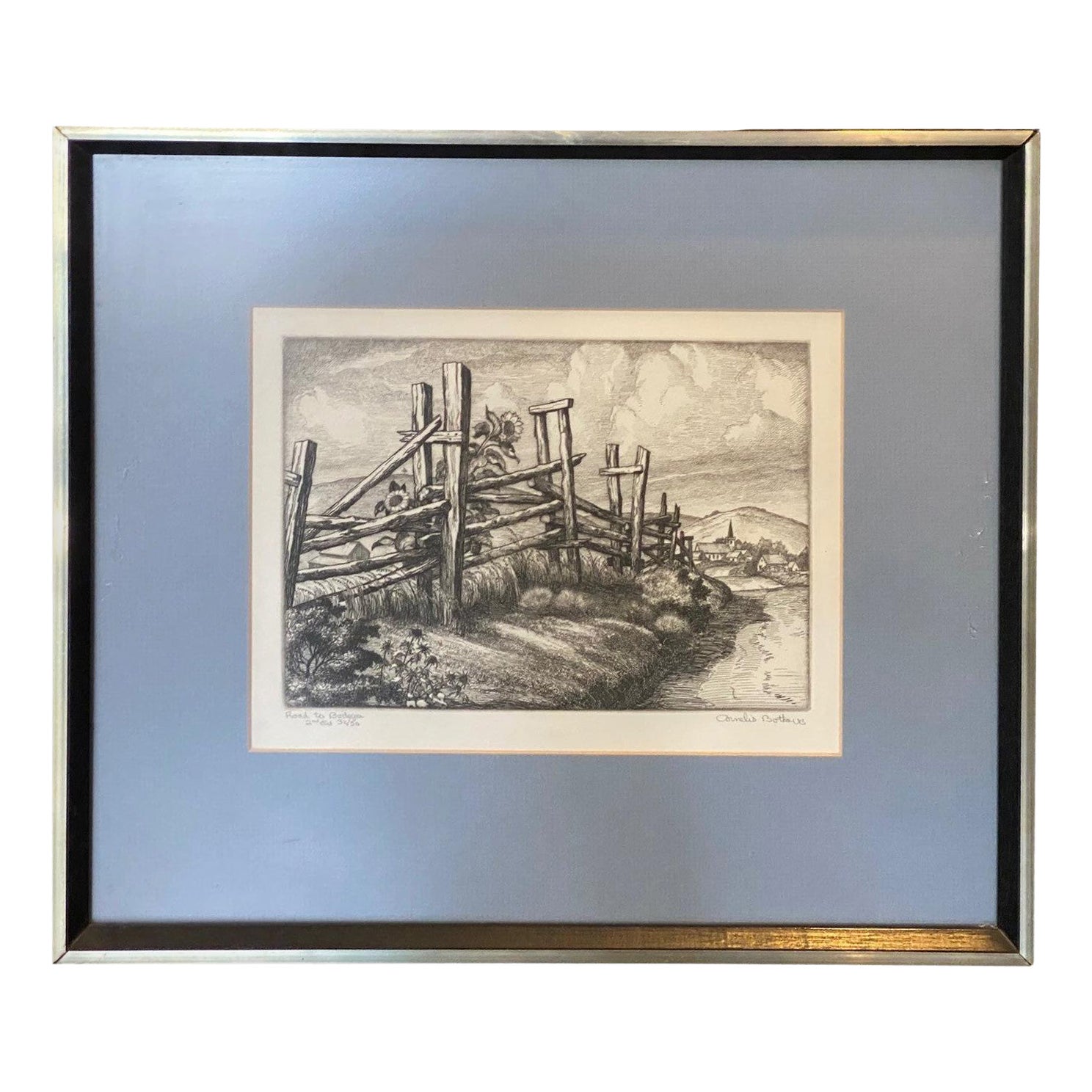 Cornelis Botke Signed Limited Ed. California Artist Etching Print Road to Bodega