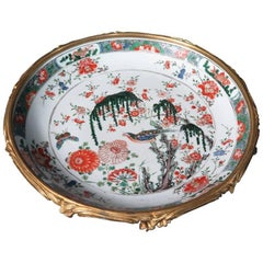 French Ormolu Mounted Kangxi Period Famille Verte Porcelain Centerpiece