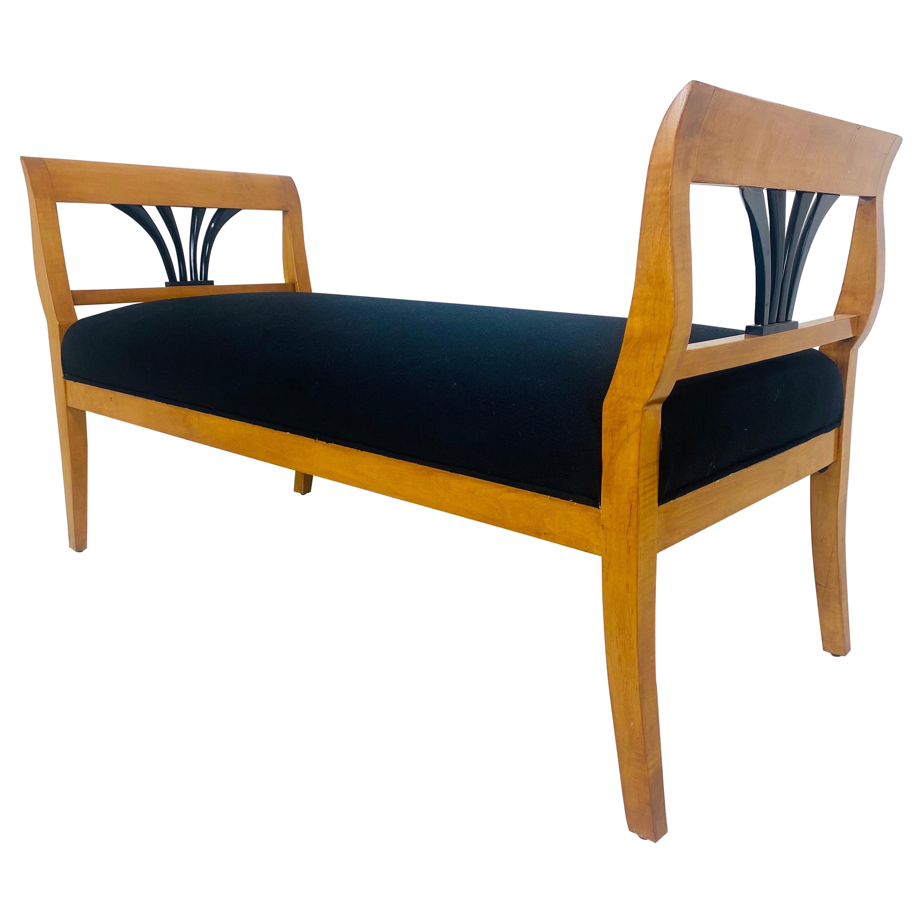 Late 20th century vintage Biedermeier style newly upholstered bench