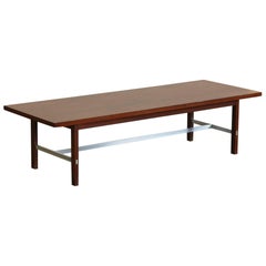 Paul McCobb Walnut and Aluminum Coffee Table for Calvin Furniture