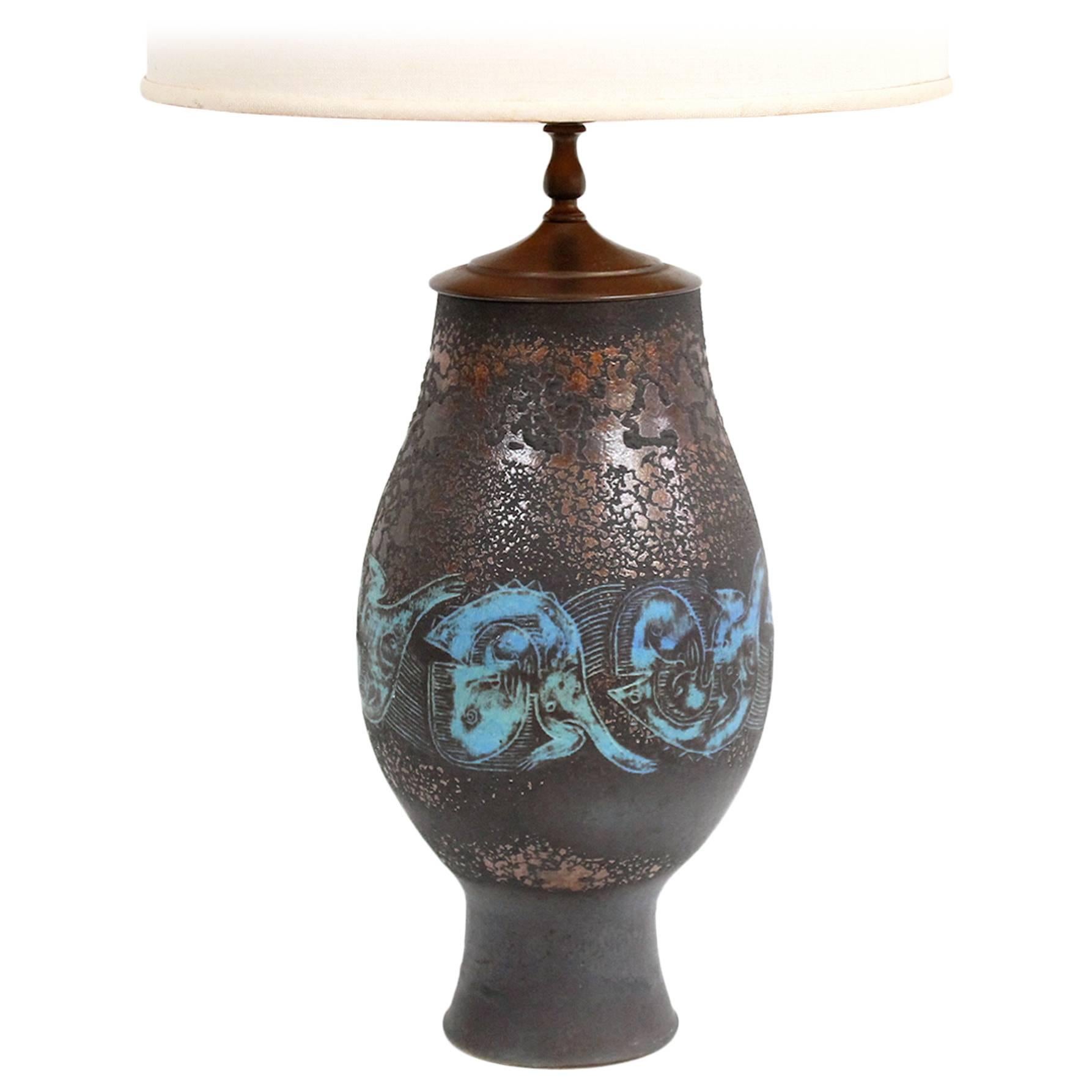 Edwin and Mary Scheier Pottery Lamp