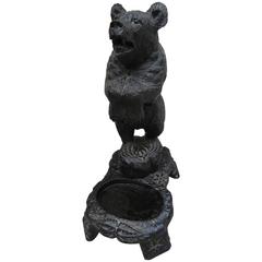 Vintage 19th Century Hand-Carved Wooden Black Forest Bear Umbrella Stand