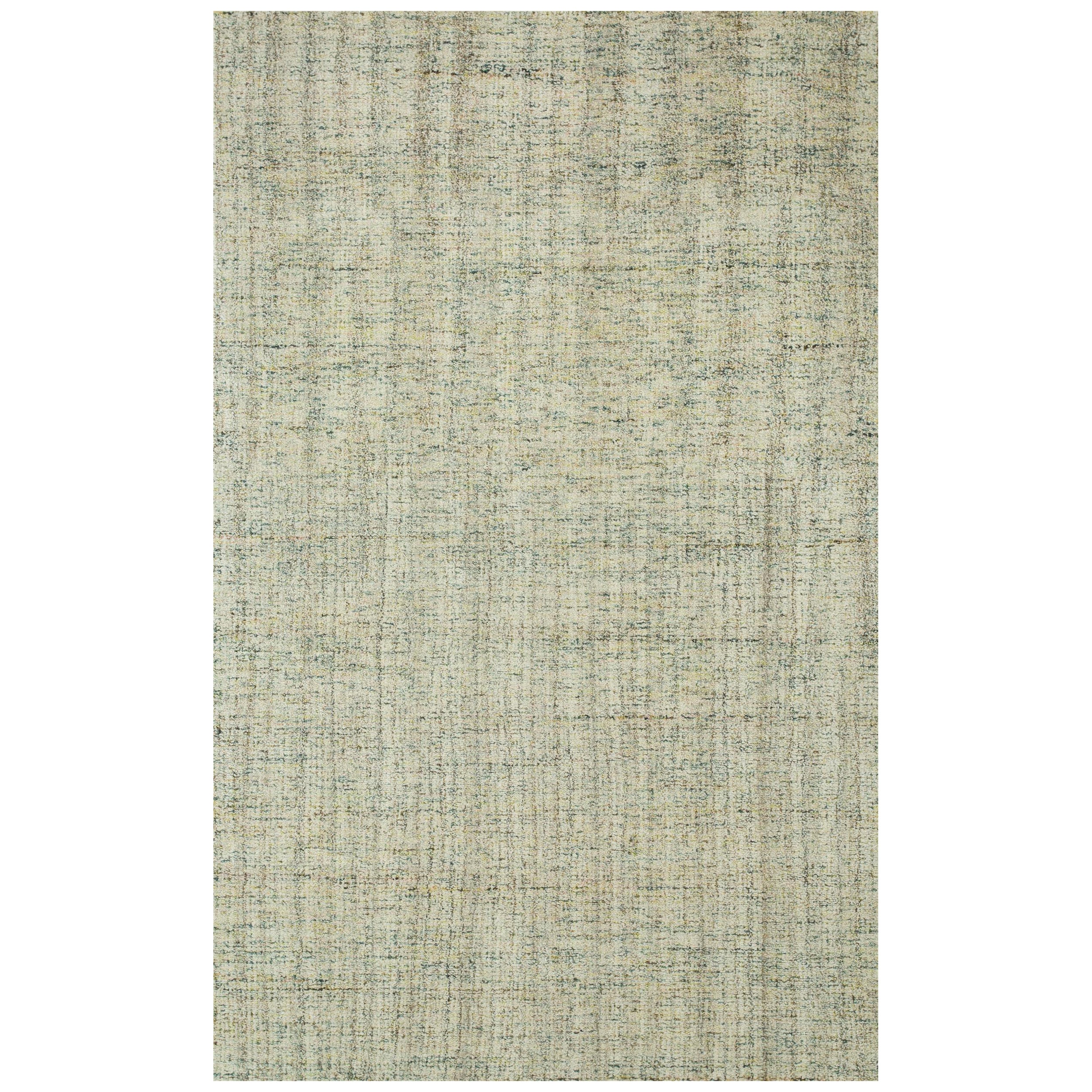 Alfombra Tejida a Mano en Verde Niebla Marina y Blanco Antiguo, Diseño Sutilmente Texturado
