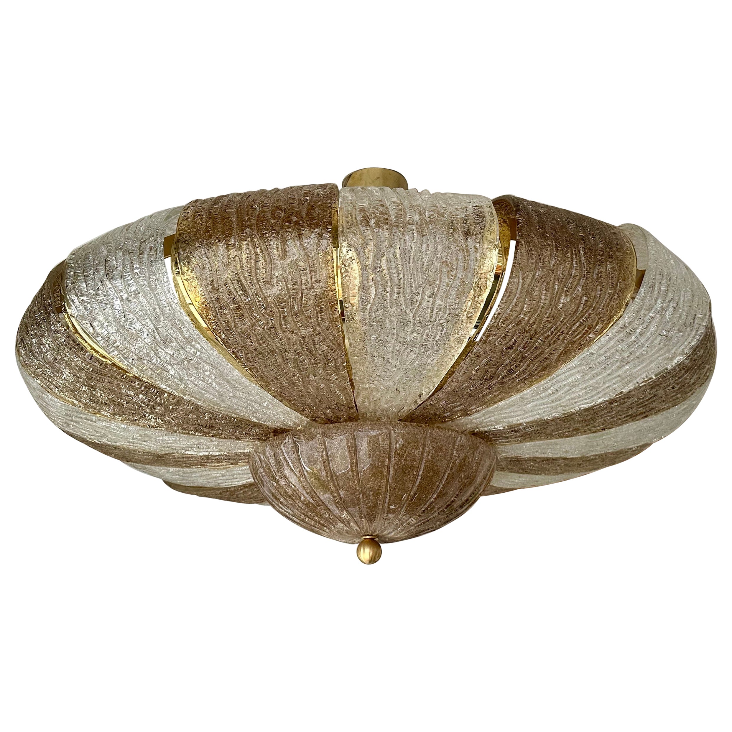 Grand lustre couronne contemporain en laiton et verre de Murano , Italie