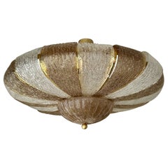 Grand lustre couronne contemporain en laiton et verre de Murano , Italie