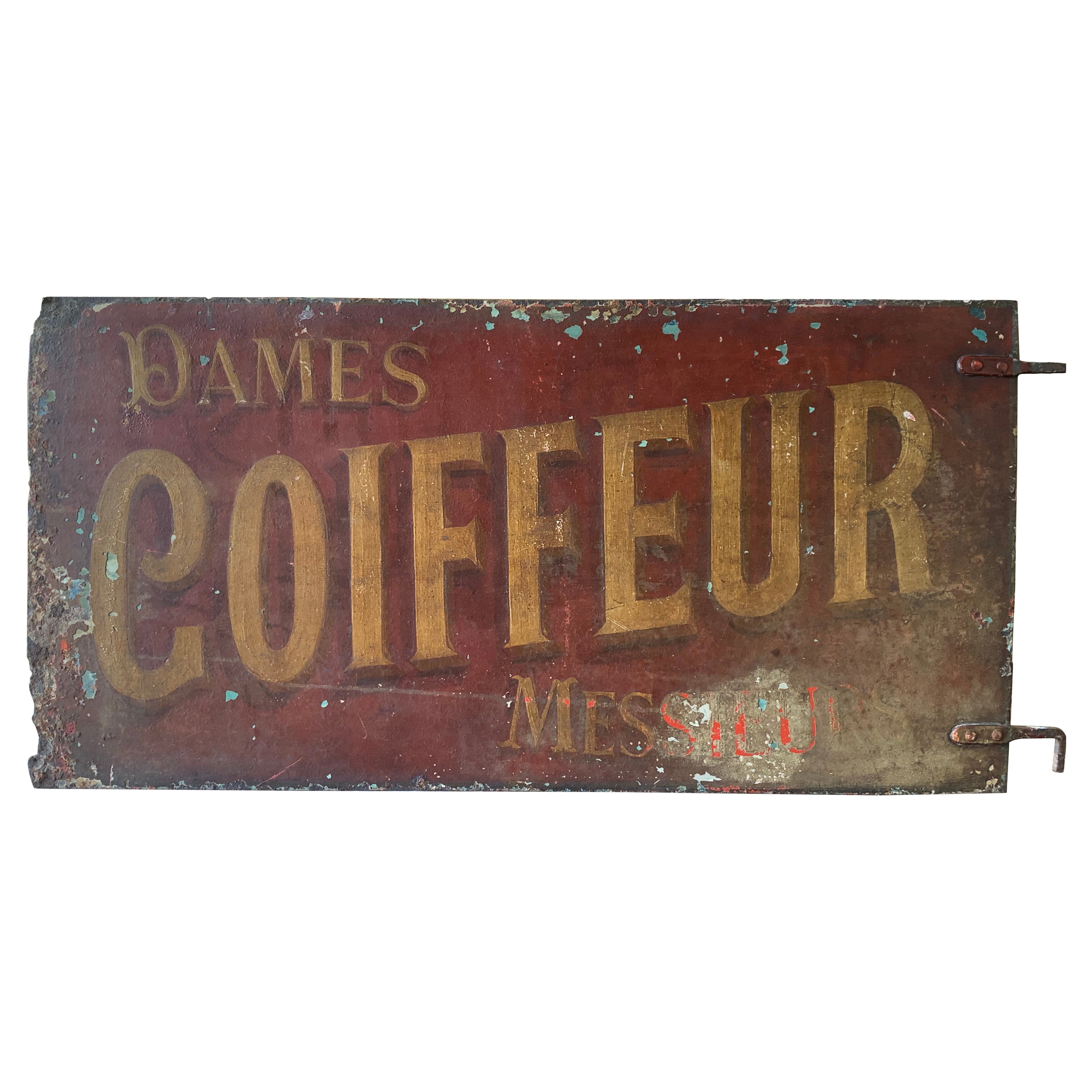 Antique Double Sided French Hairdresser Sign