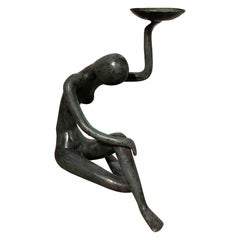 Scultura in bronzo anni '80 di una figura femminile con base