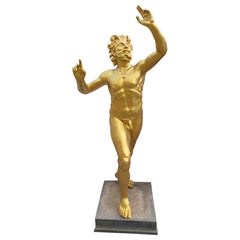 Escultura Sátiro Danzante de Bronce Dorado de los años 80
