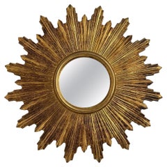 Außergewöhnlicher Starburst Sunburst Vergoldeter Holzspiegel, Deutschland ca. 1950er Jahre