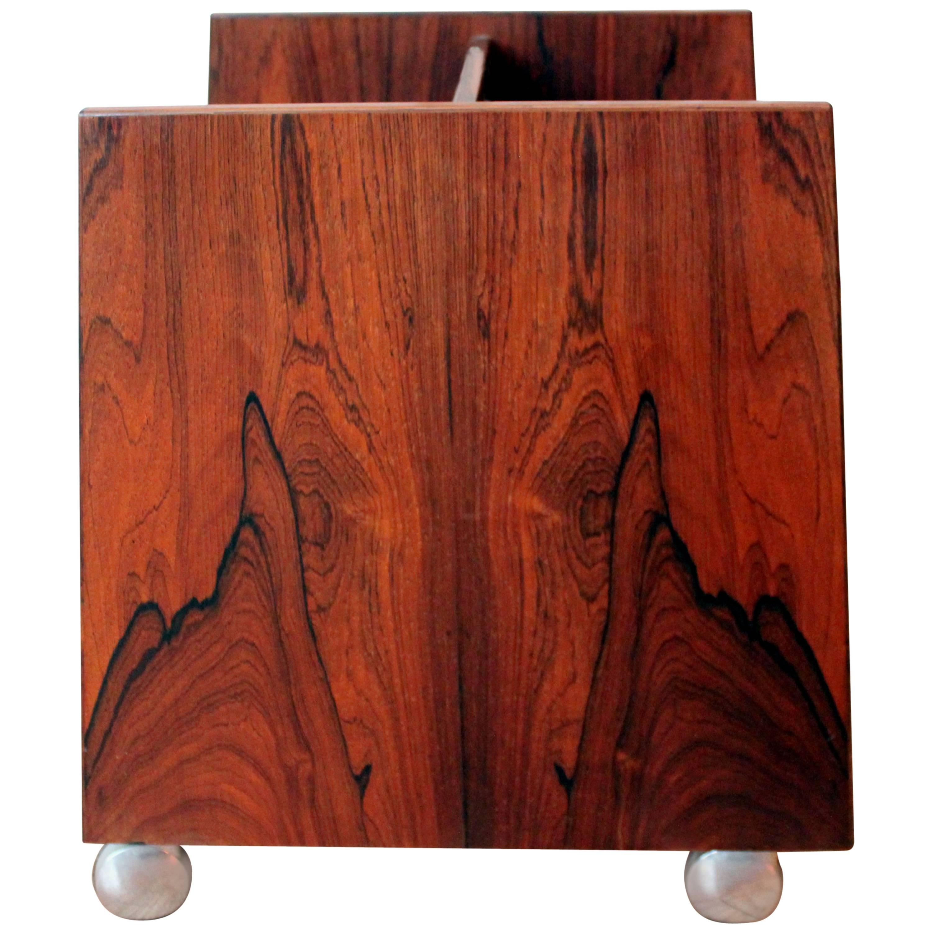 Norwegian Rosewood Magazine Rack or Stand For Sale