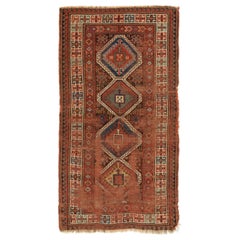 5x8.2 ft Antico tappeto caucasico Karabagh Kazak lungo, 1870 ca.