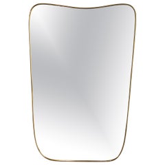 Specchio da parete italiano vintage con cornice in ottone (circa anni '1960) - Grande