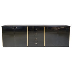 Vintage black lacquer sideboard, 1980s