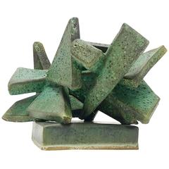 Abstract Brutalist Modernist Ceramic Sculpture w Aged Bronze Glaze by Judy Engel Abstract Brutalist Modernist Ceramic Sculpture w Aged Bronze Glaze by Judy Engel