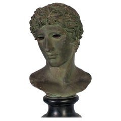 Black Painted Plaster Idealized Head of a Roman Emperor