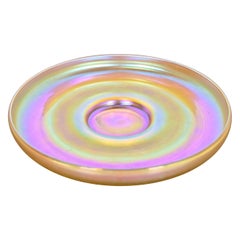 Piatto o contenitore in vetro artistico Louis Comfort Tiffany Favrile Iridescente