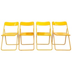 Set - 4 Yellow Swedish Postmodern 80s Vintage Nils Gammelgaard Ikea "Ted" Chairs