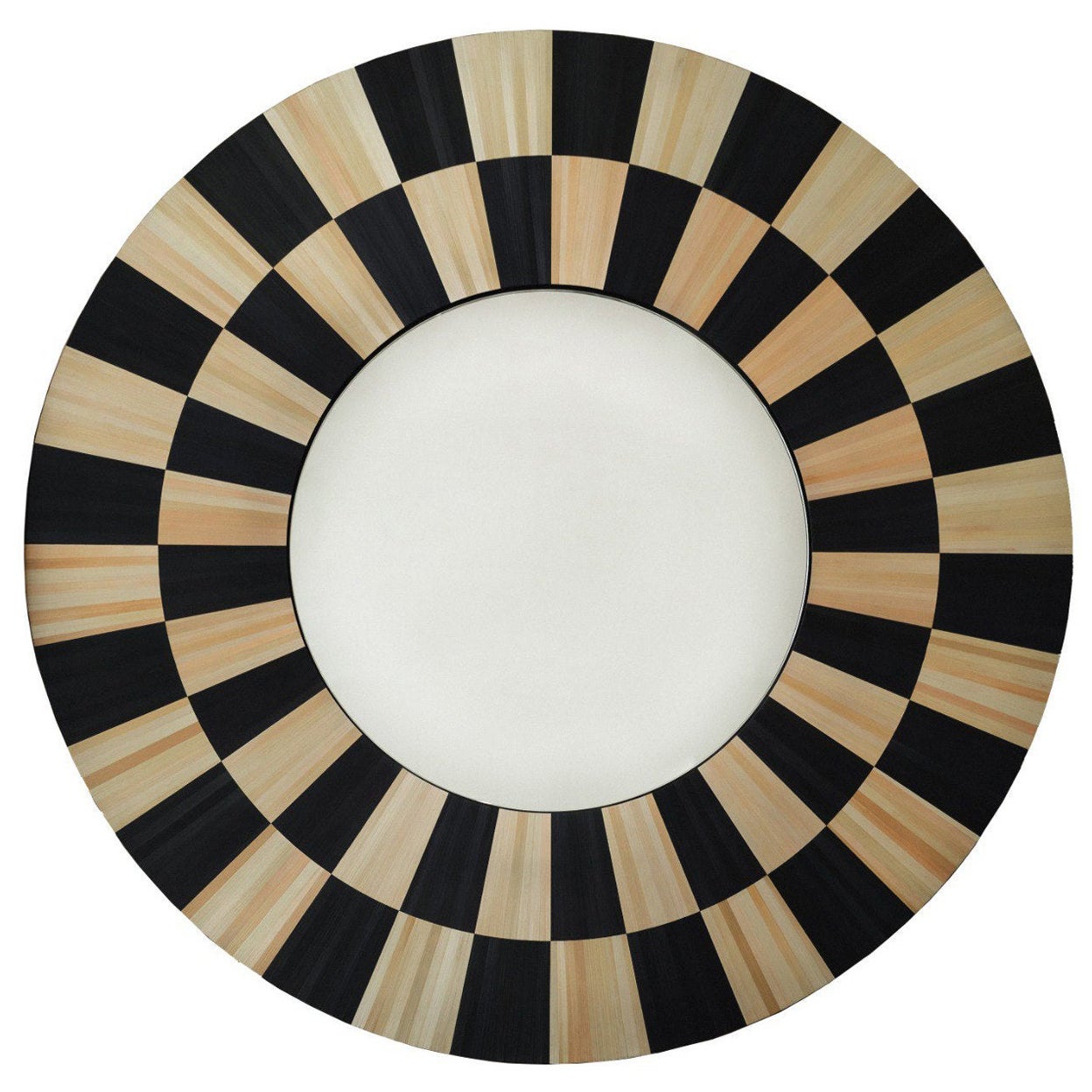 Specchio da parete Intarsio di paglia a scacchiera Artigianale Decorativo Rotondo