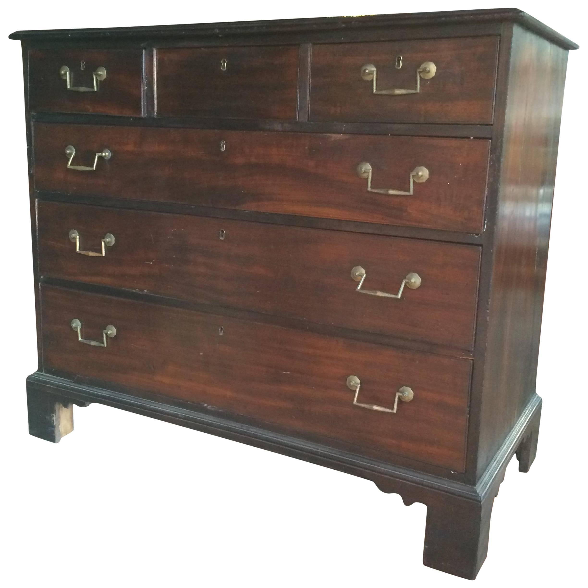 George III Large Mahogany Six-Drawer Chest on Bracket Feet