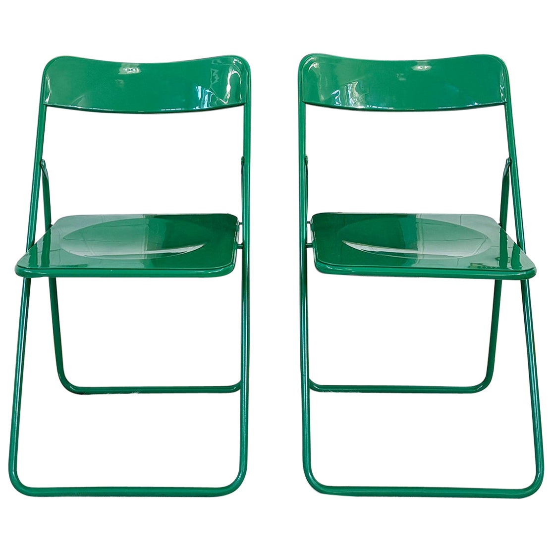 Paire de chaises vertes suédoises postmodernes des années 80 vintage Nils Gammelgaard Ikea "Ted"