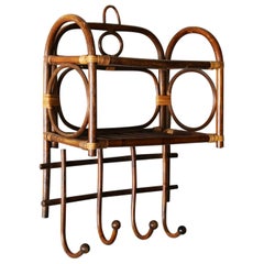 Porte-serviettes de manteaux en bambou et rotin style Boho Moderne Franco Albini