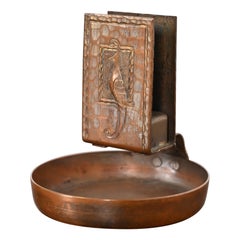 Antique Roycroft Arts & Crafts Hammered Copper Bird-Of-Paradise Ashtray